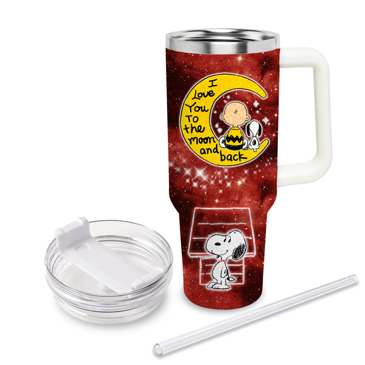 Snoopy and Charlie Brown Peanuts Cartoon Custom Stanley Cup 40 oz 30 oz Tumbler With Handle