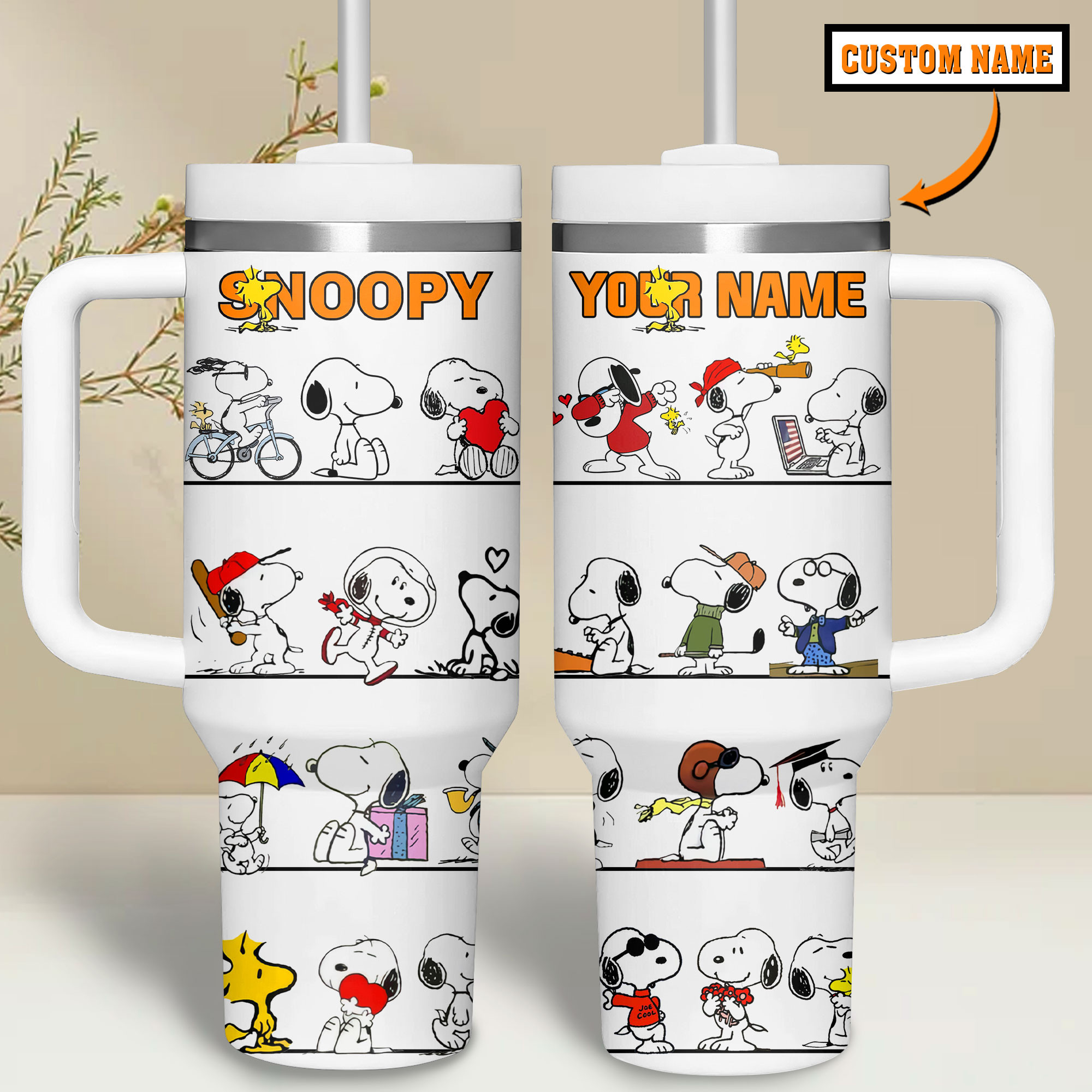 Snoopy Cartoon Custom Stanley Cup 40 oz 30 oz Tumbler With Handle