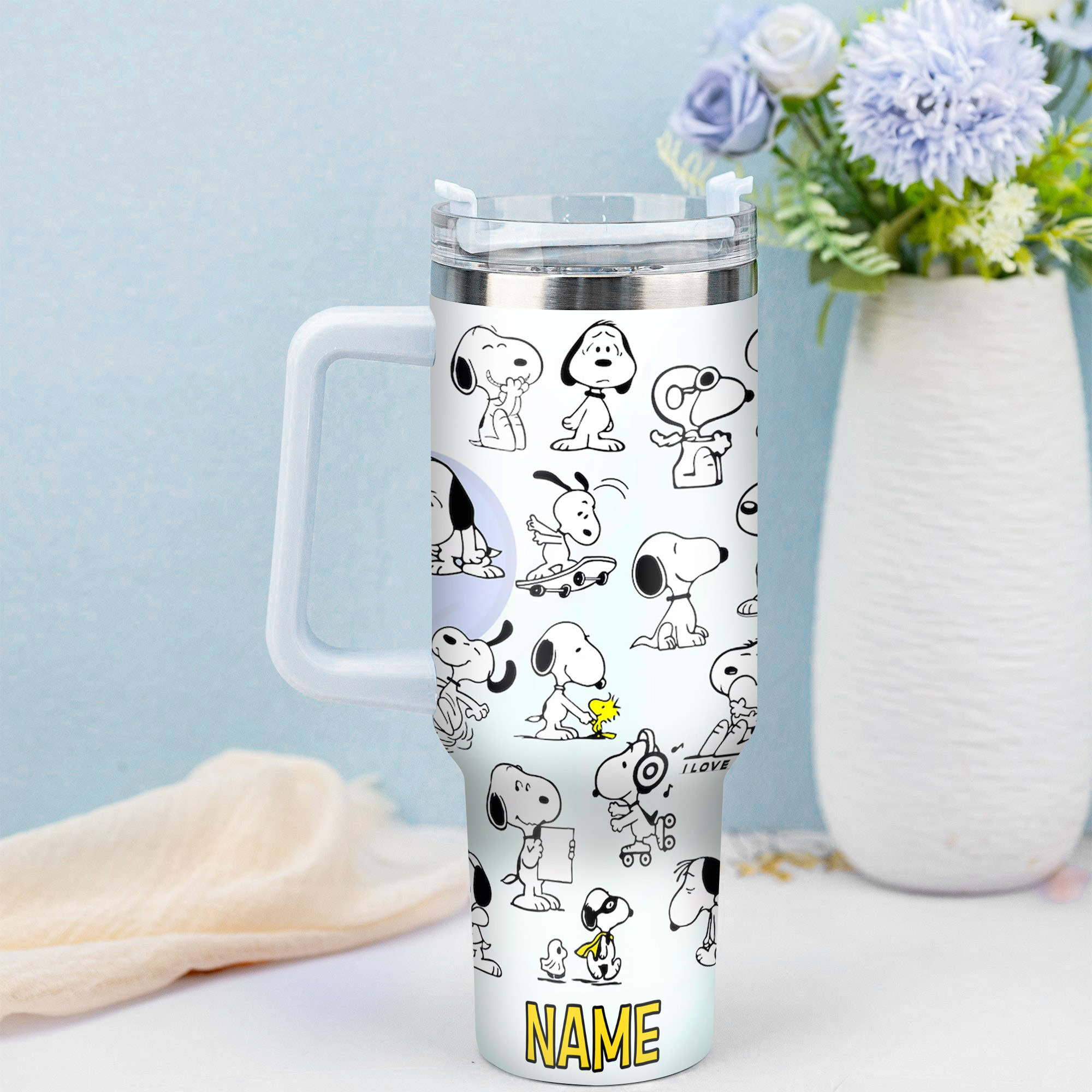 Snoopy Cartoon Custom Stanley Cup 40 oz 30 oz Tumbler With Handle