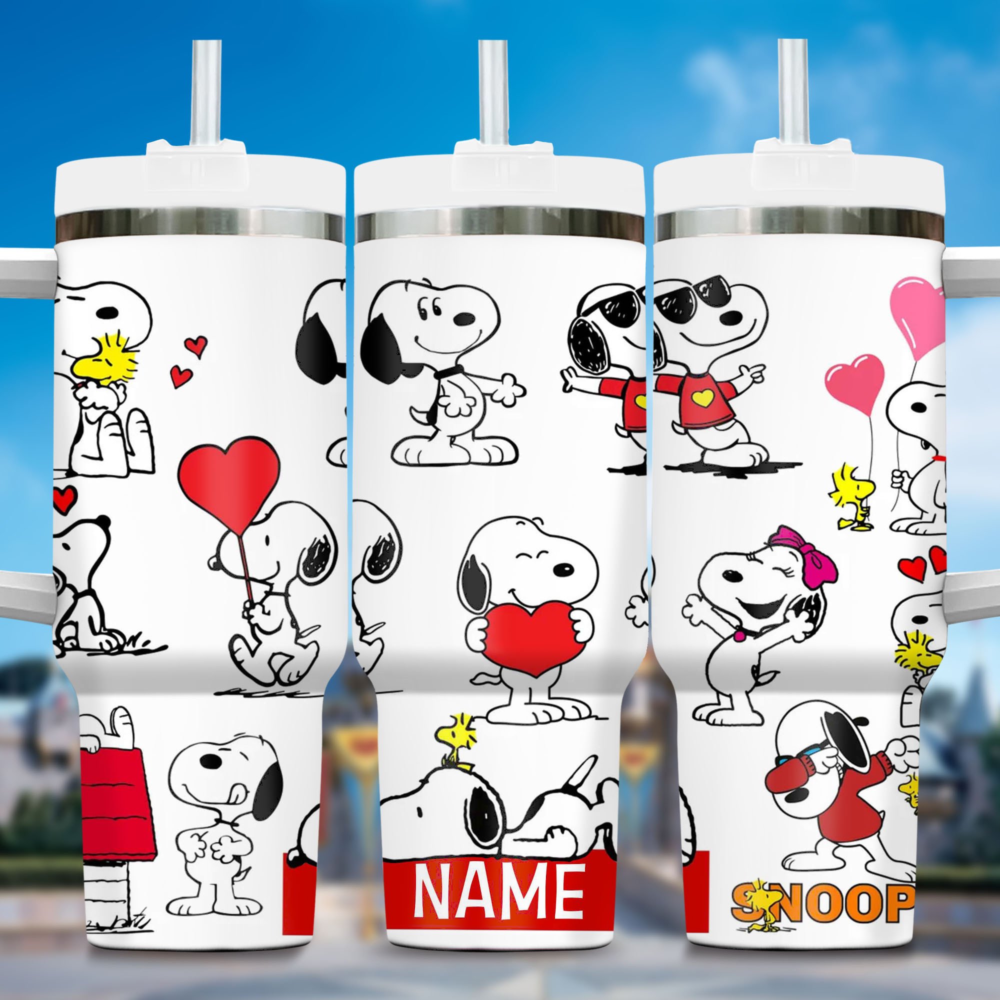 Snoopy Cartoon Custom Stanley Cup 40 oz 30 oz Tumbler With Handle