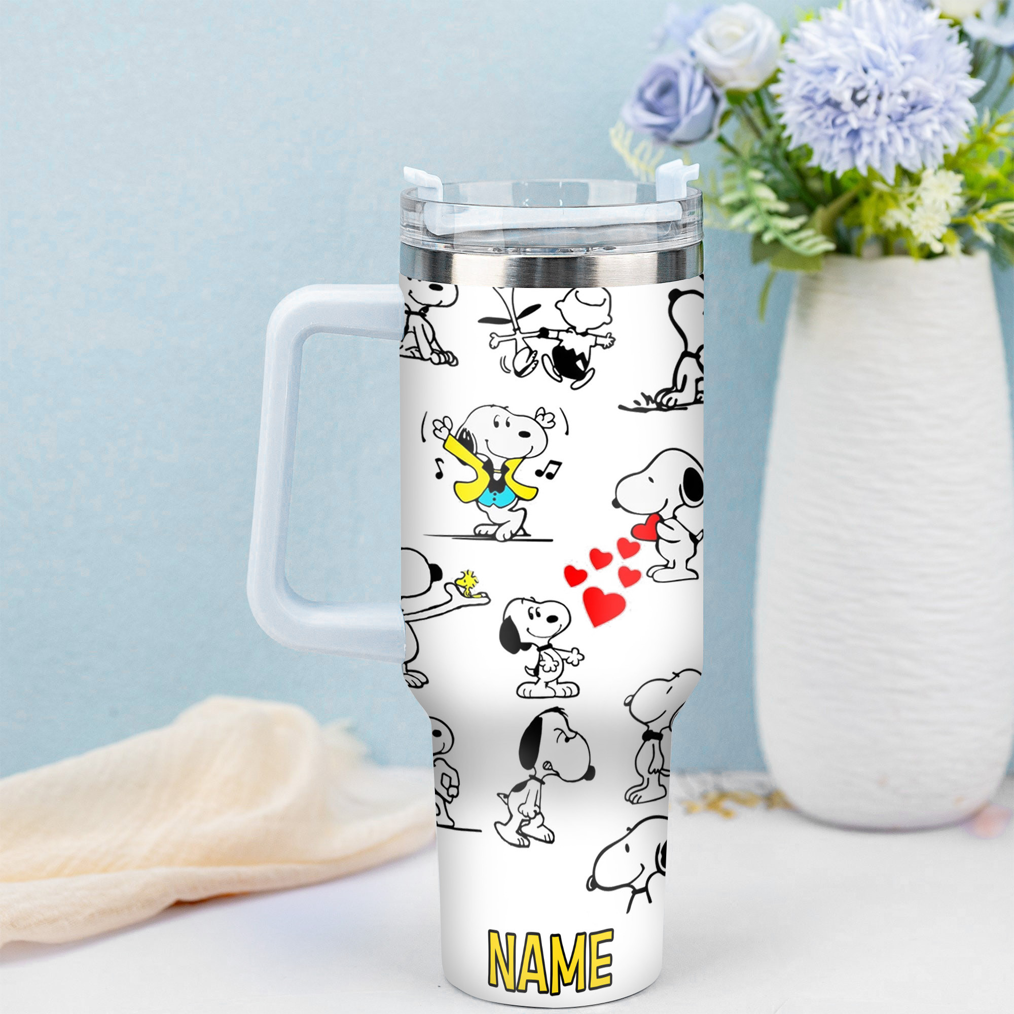 Snoopy Cartoon Custom Stanley Cup 40 oz 30 oz Tumbler With Handle