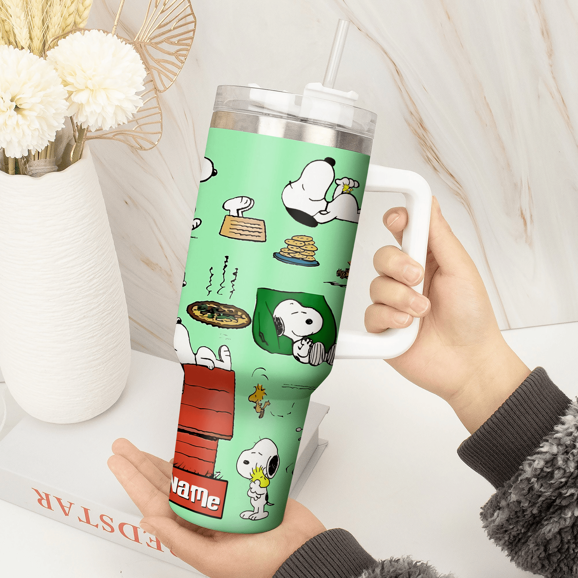 Snoopy Cartoon Custom Stanley Cup 40 oz 30 oz Tumbler With Handle