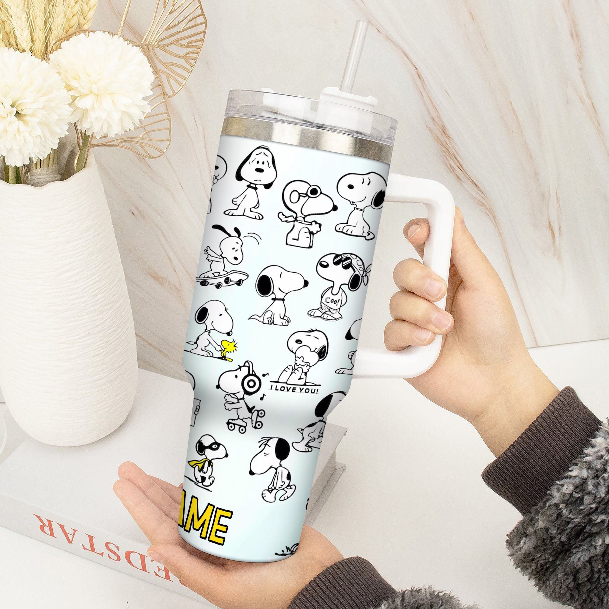 Snoopy Cartoon Custom Stanley Cup 40 oz 30 oz Tumbler With Handle