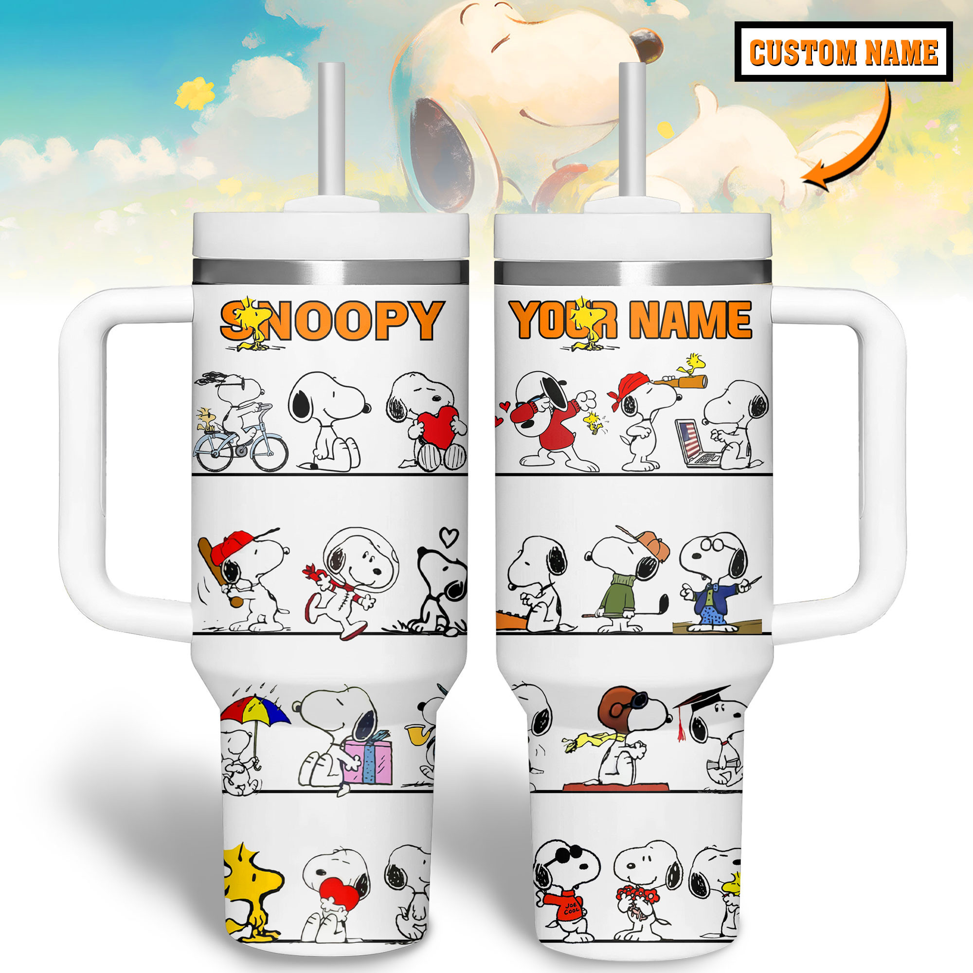 Snoopy Cartoon Custom Stanley Cup 40 oz 30 oz Tumbler With Handle