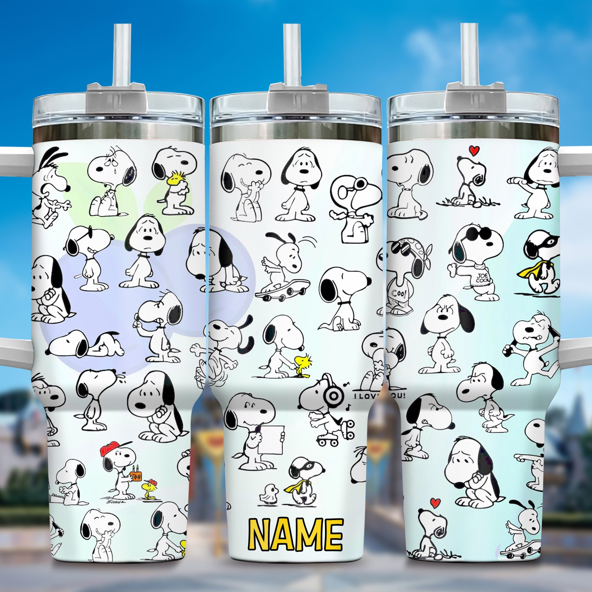 Snoopy Cartoon Custom Stanley Cup 40 oz 30 oz Tumbler With Handle