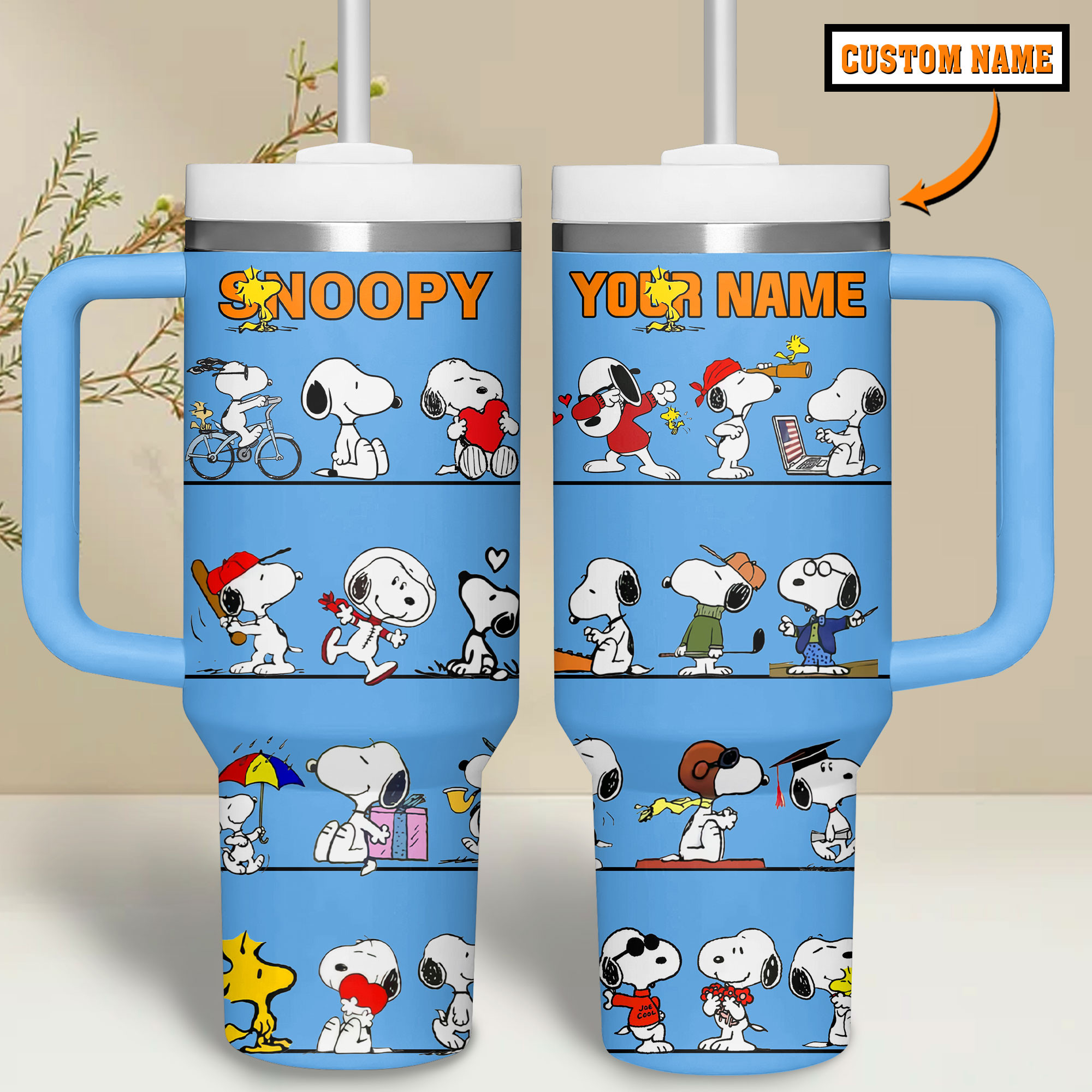 Snoopy Cartoon Custom Stanley Cup 40 oz 30 oz Tumbler With Handle