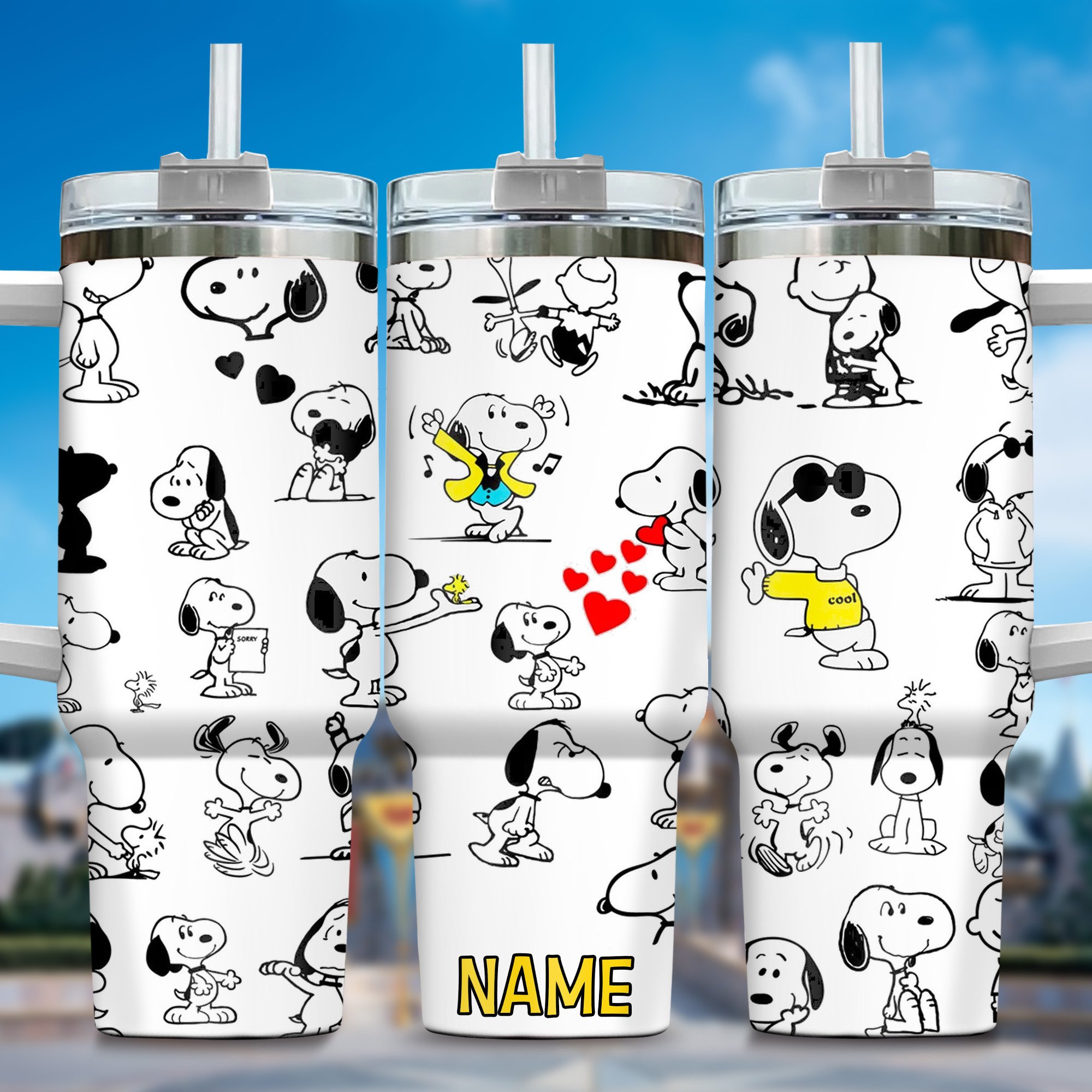 Snoopy Cartoon Custom Stanley Cup 40 oz 30 oz Tumbler With Handle