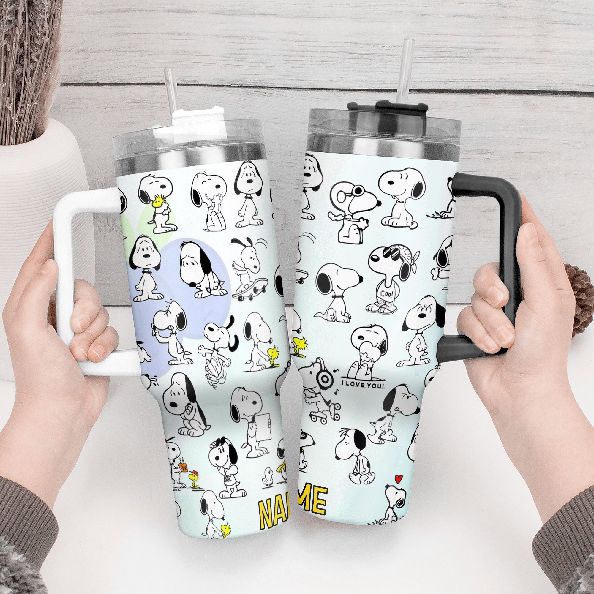Snoopy Cartoon Custom Stanley Cup 40 oz 30 oz Tumbler With Handle