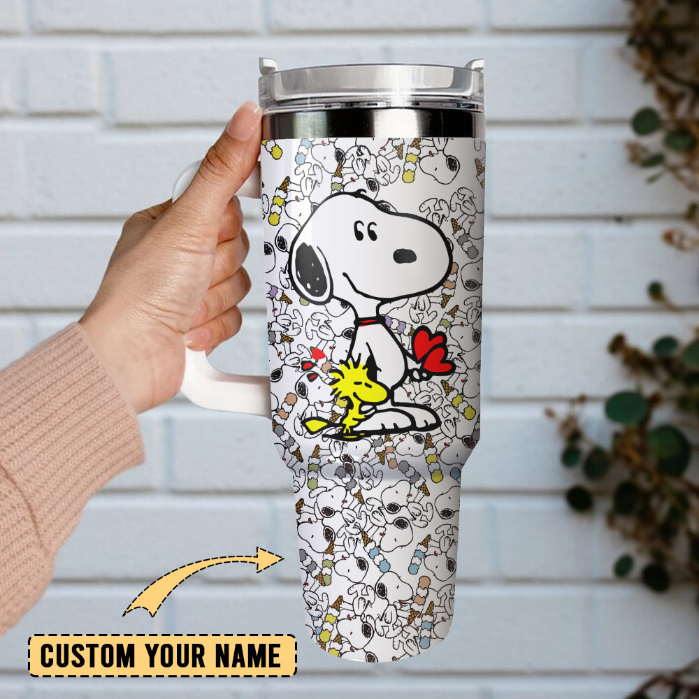 Snoopy Dog Pattern Cartoon Custom Stanley Cup 40 oz 30 oz Tumbler With Handle