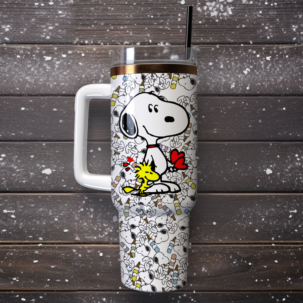 Snoopy Dog Pattern Cartoon Custom Stanley Cup 40 oz 30 oz Tumbler With Handle
