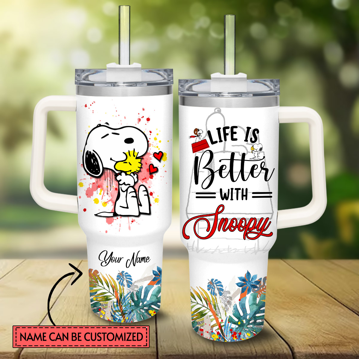 Snoopy Peanuts Cartoon Custom Stanley Cup 40 oz 30 oz Tumbler With Handle