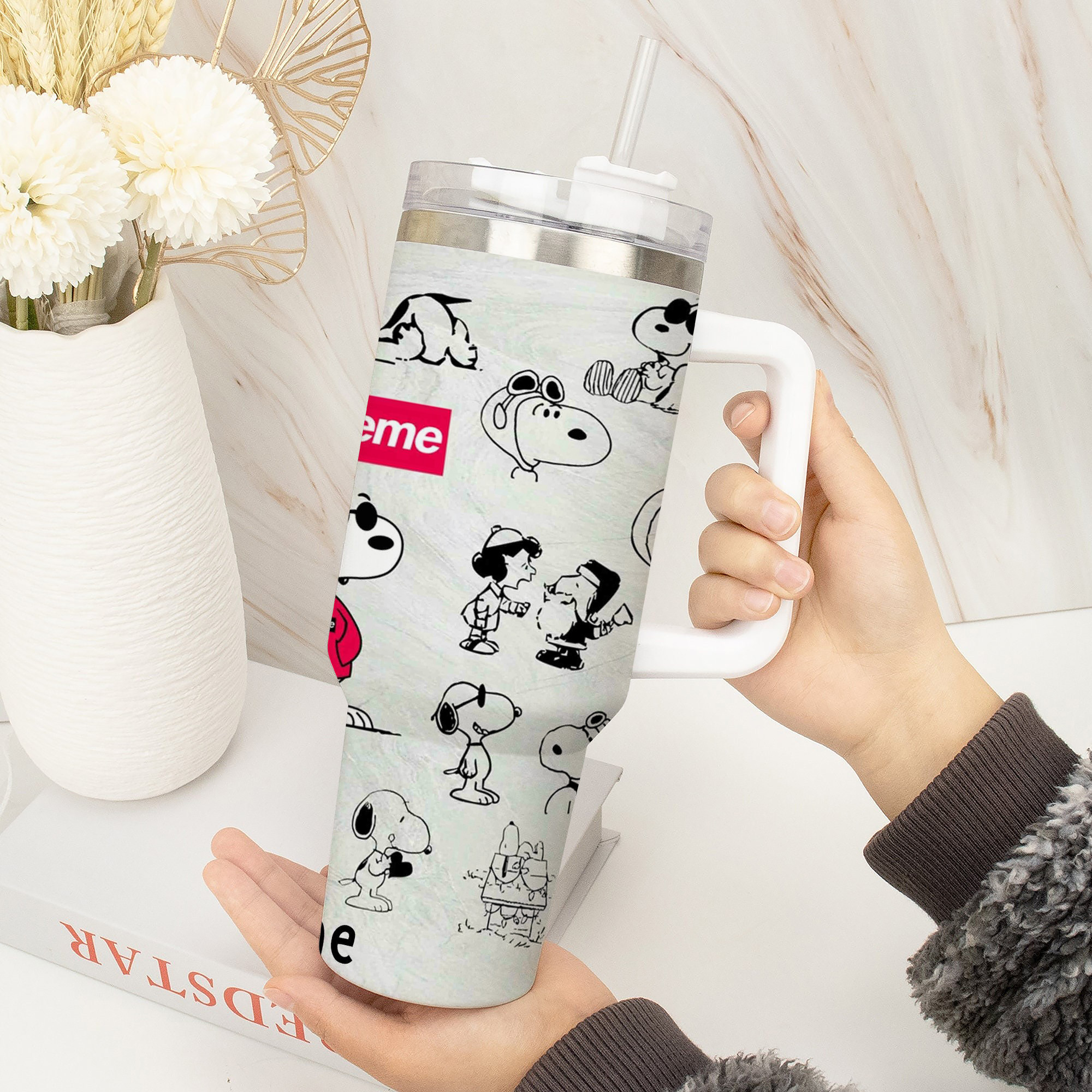 Snoopy Peanuts Snoopy Cartoon Custom Stanley Cup 40 oz 30 oz Tumbler With Handle