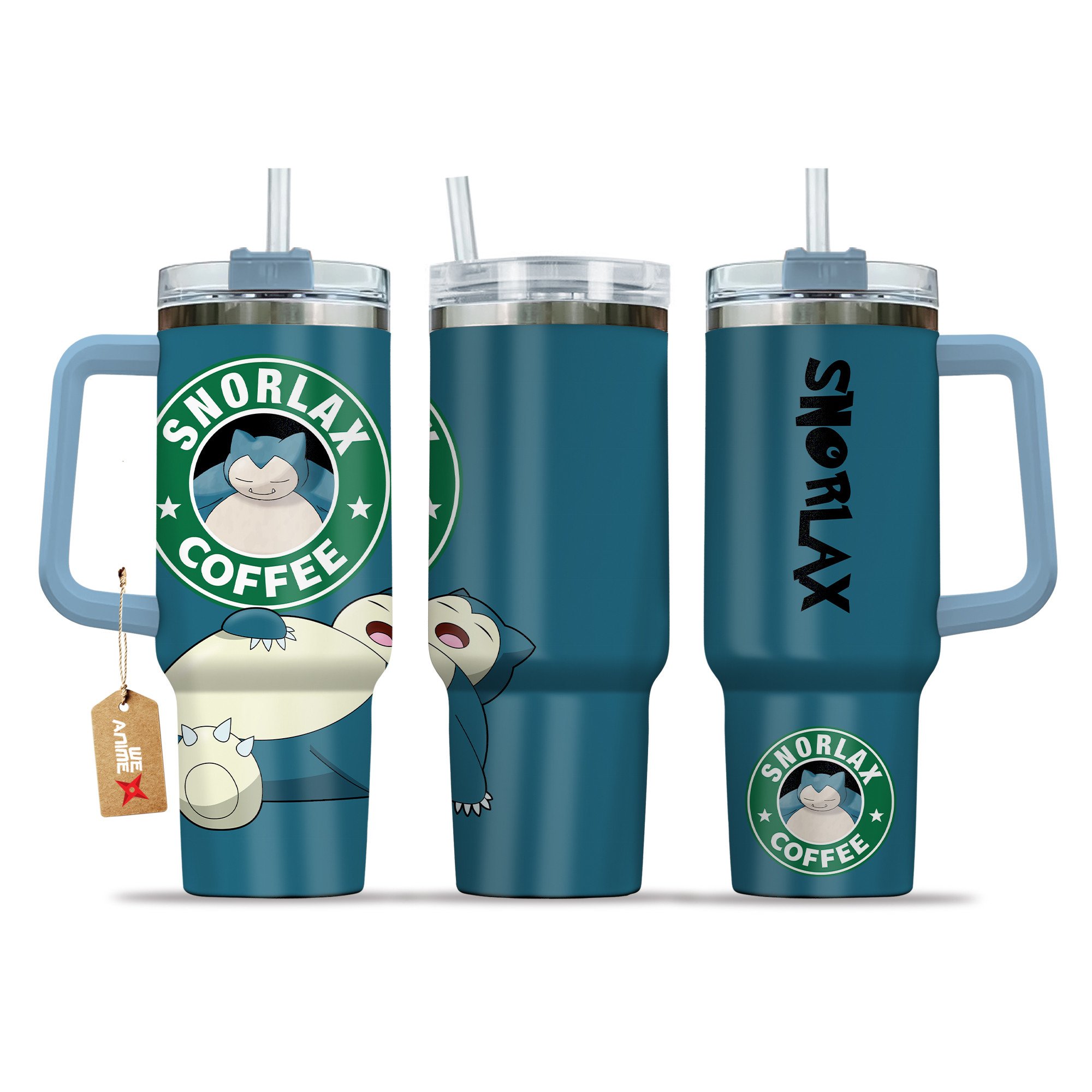 Snorlax Coffee Pokemon Anime Custom Stanley Cup 40 oz 30 oz Tumbler With Handle