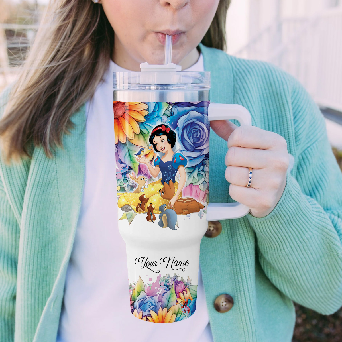 Snow White Disney Princess Cartoon Custom Stanley Cup 40 oz 30 oz Tumbler With Handle