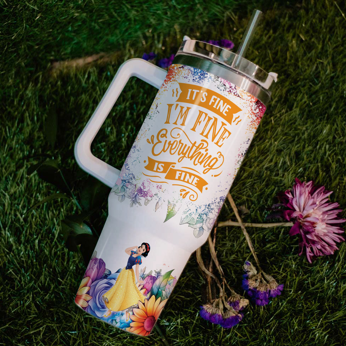 Snow White Disney Princess Cartoon Custom Stanley Cup 40 oz 30 oz Tumbler With Handle