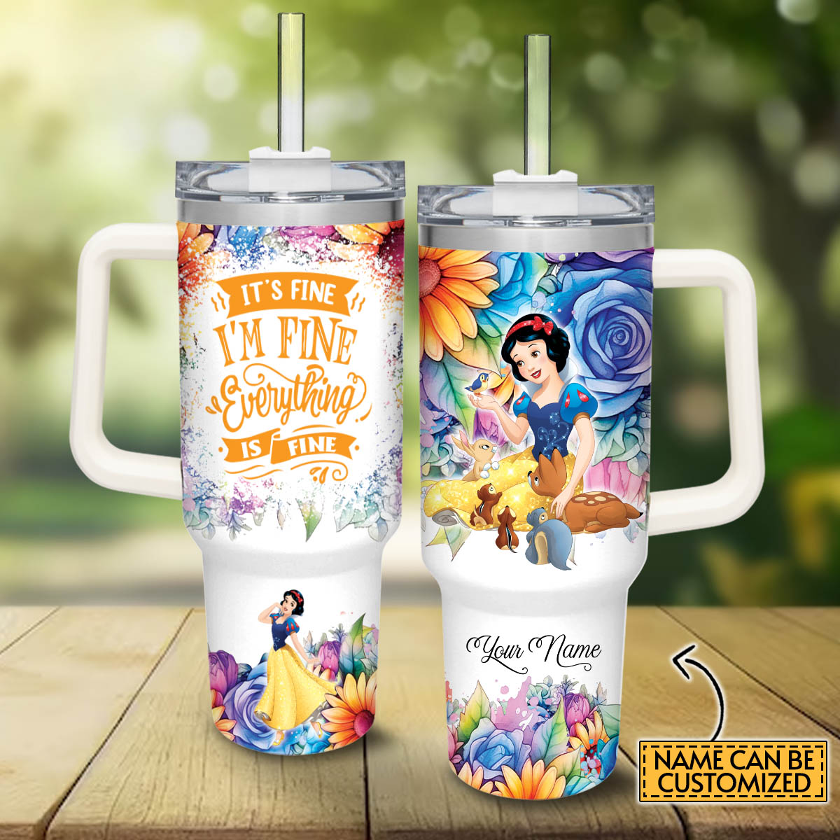 Snow White Disney Princess Cartoon Custom Stanley Cup 40 oz 30 oz Tumbler With Handle