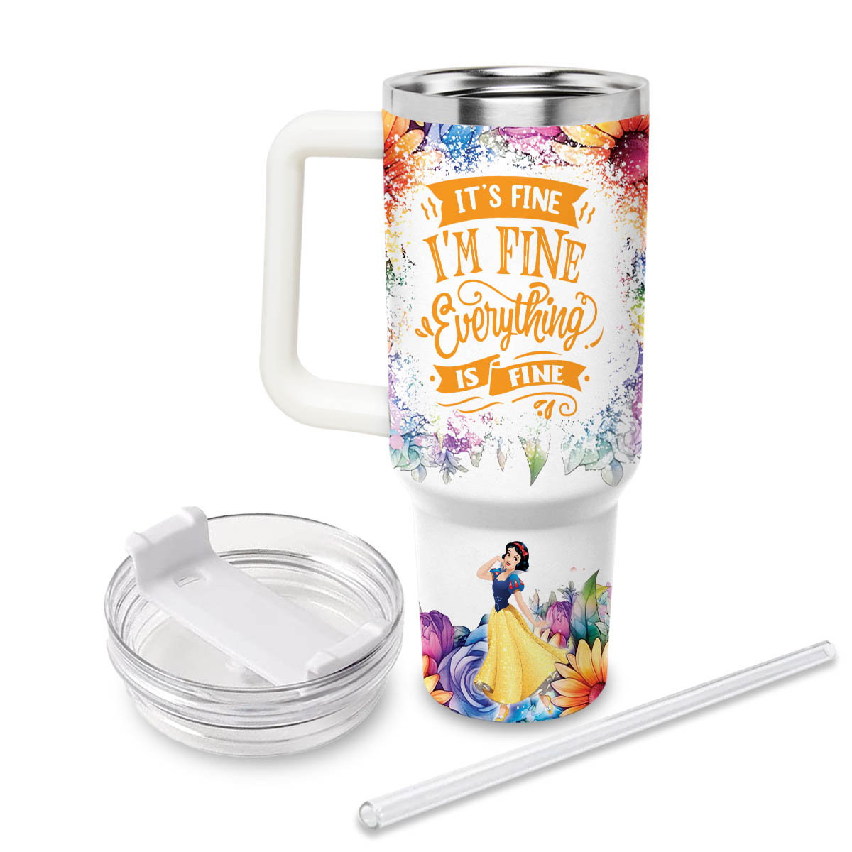 Snow White Disney Princess Cartoon Custom Stanley Cup 40 oz 30 oz Tumbler With Handle