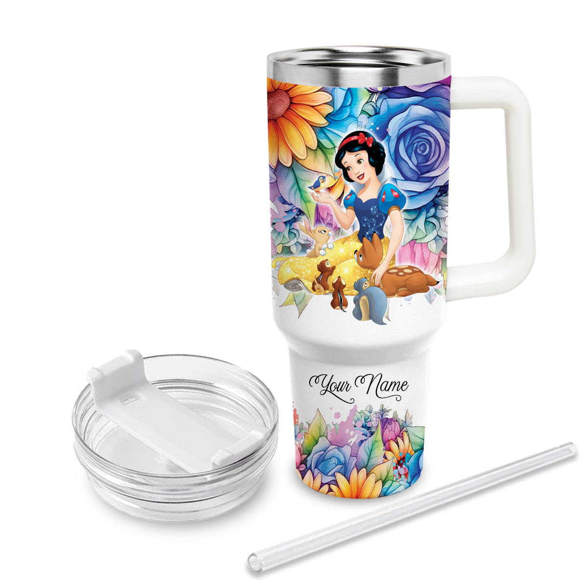 Snow White Disney Princess Cartoon Custom Stanley Cup 40 oz 30 oz Tumbler With Handle