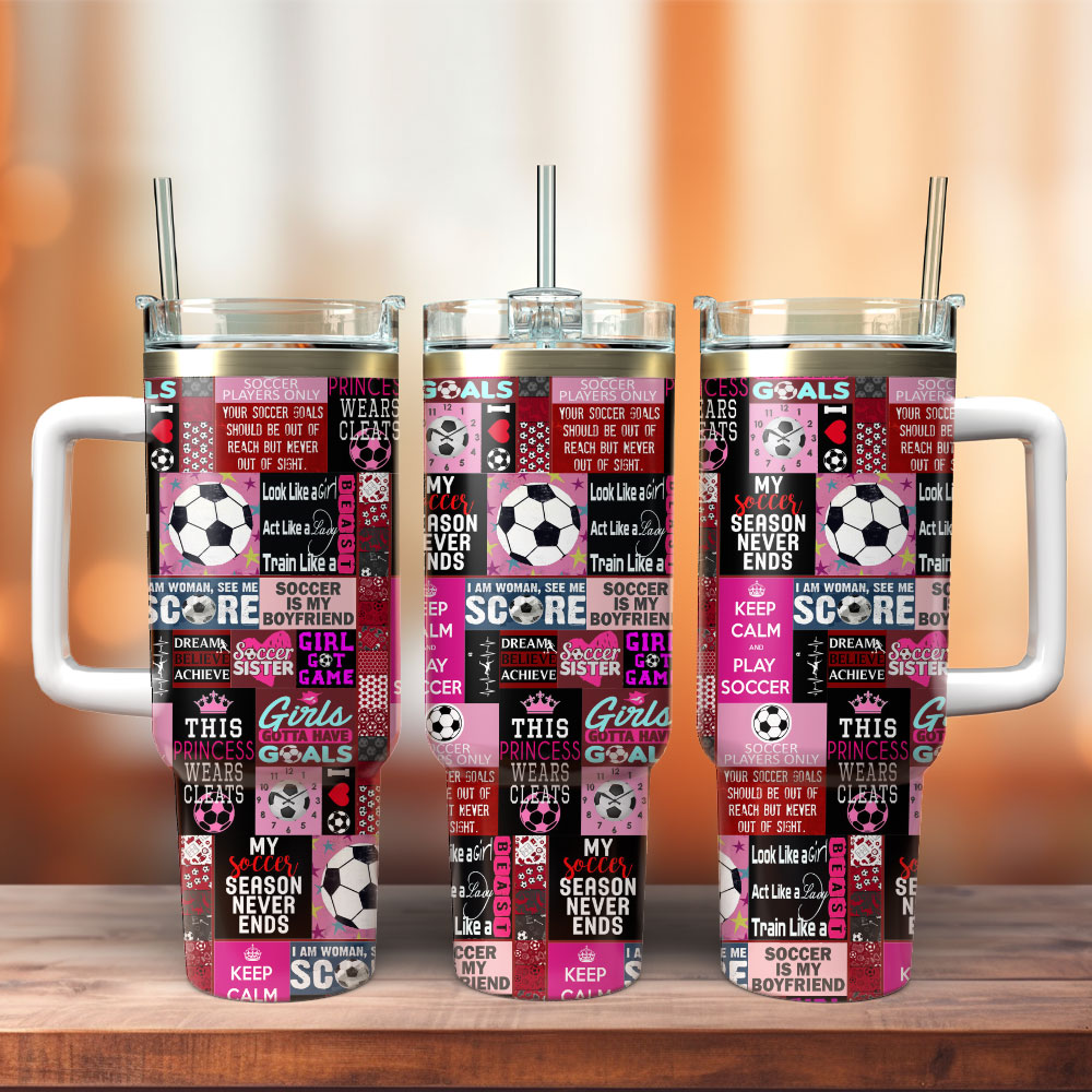 Soccer Ball Art Custom Stanley Cup 40 oz 30 oz Tumbler With Handle