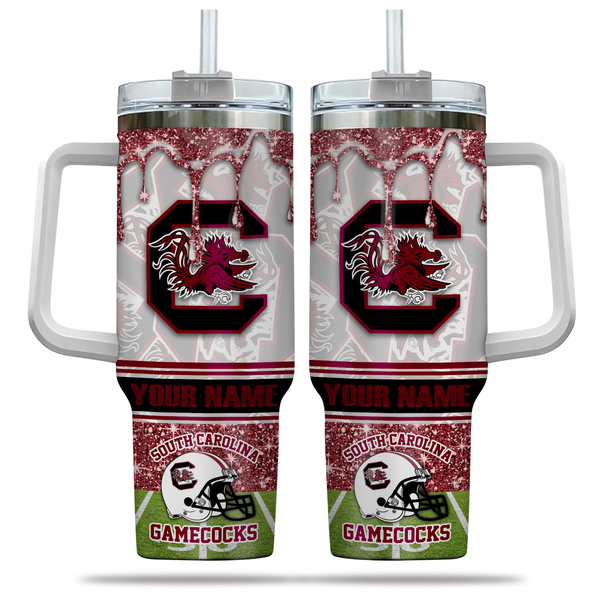 South Carolina Gamecocks NCAA Glitter Custom Stanley Cup 40 oz 30 oz Tumbler With Handle
