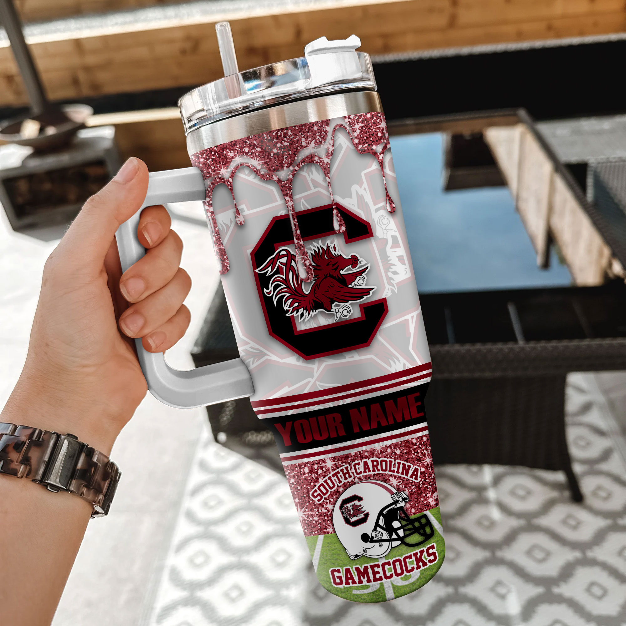 South Carolina Gamecocks NCAA Glitter Custom Stanley Cup 40 oz 30 oz Tumbler With Handle