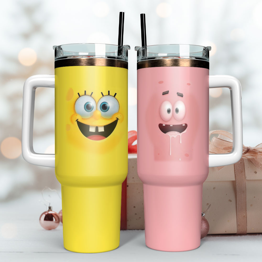 SpongeBob SquarePants Cartoon Custom Stanley Cup 40 oz 30 oz Tumbler With Handle
