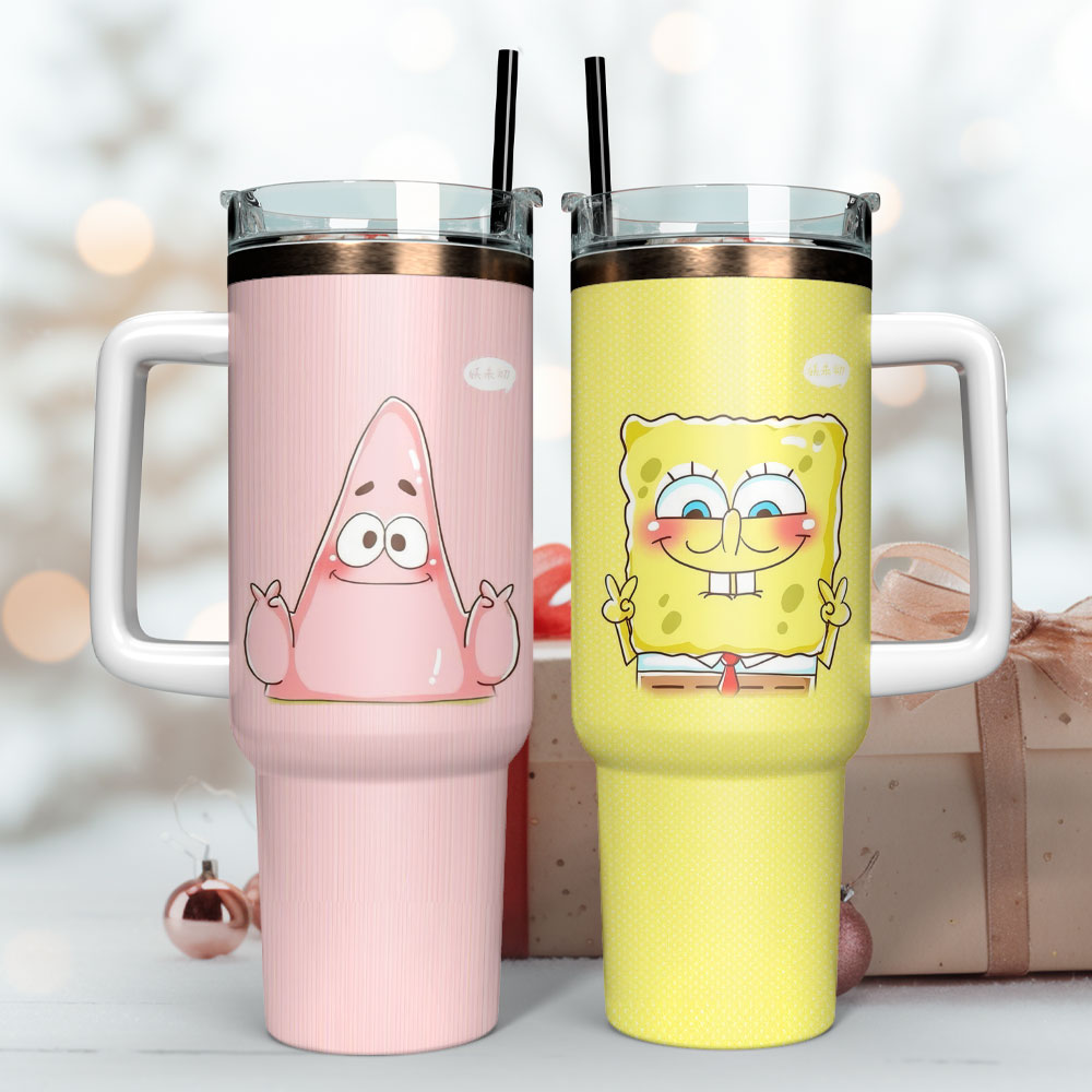 SpongeBob SquarePants Cartoon Custom Stanley Cup 40 oz 30 oz Tumbler With Handle