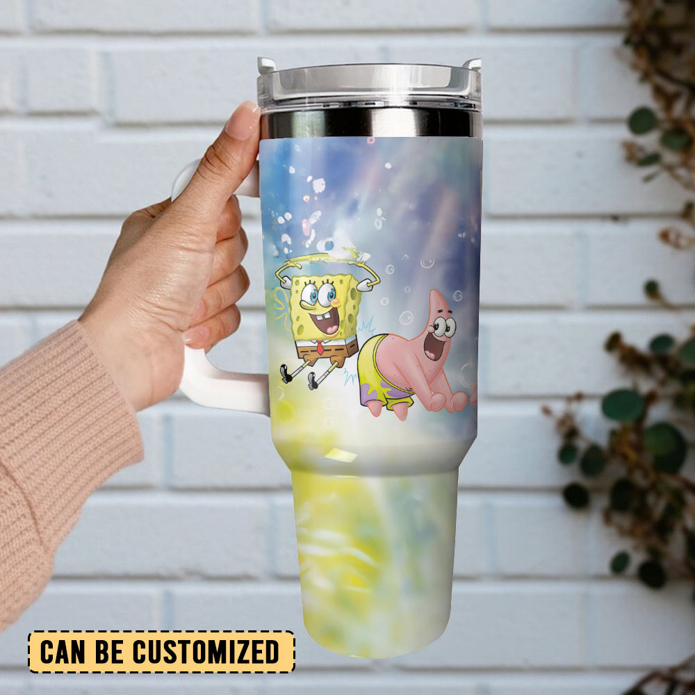 SpongeBob SquarePants Cartoon Custom Stanley Cup 40 oz 30 oz Tumbler With Handle
