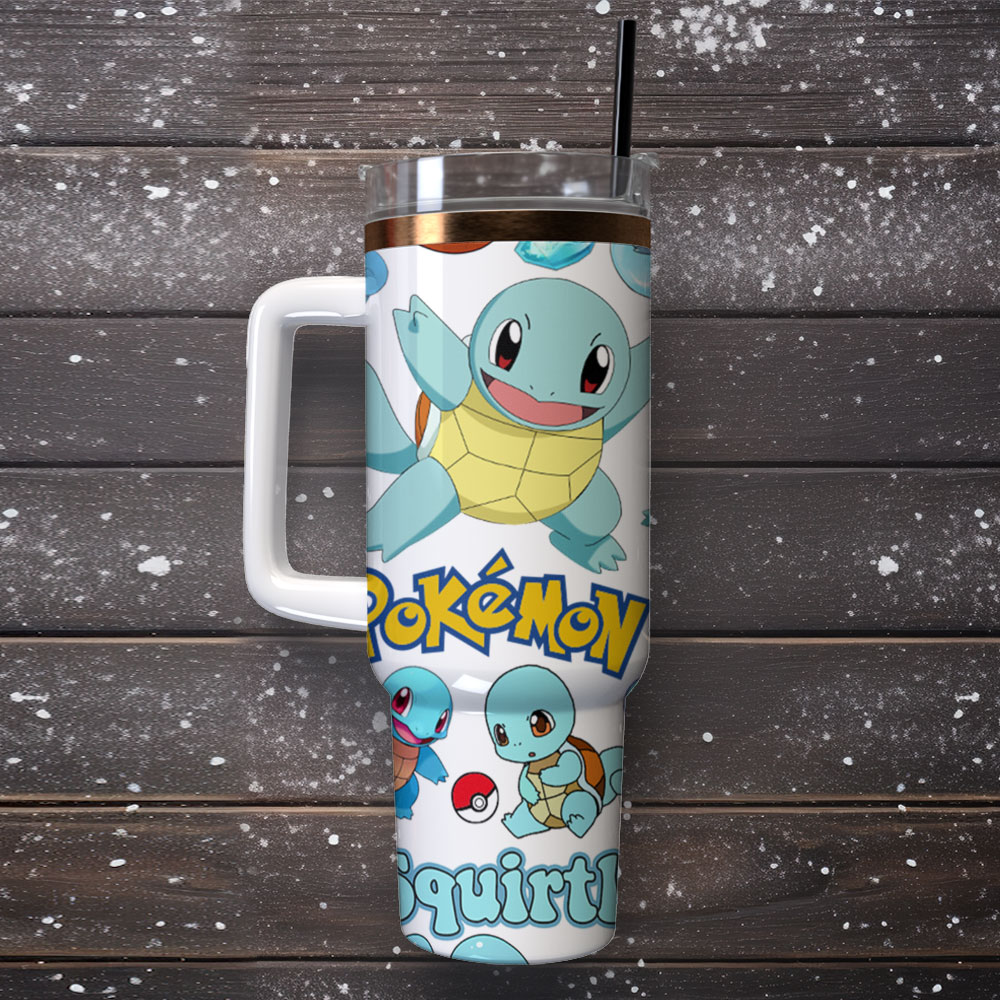 Squirtle Pokemon Anime Cartoon Custom Stanley Cup 40 oz 30 oz Tumbler With Handle