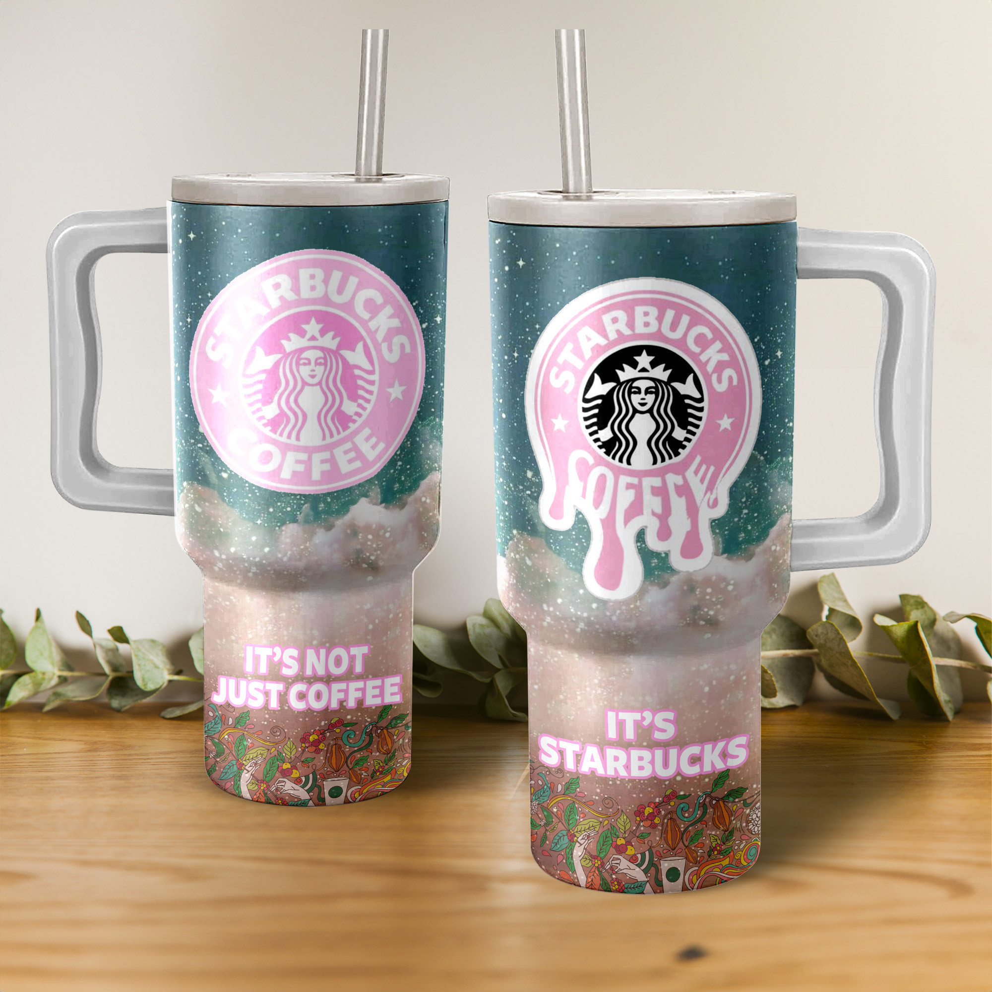 Starbucks Coffee Glitter Custom Stanley Cup 40 oz 30 oz Tumbler With Handle
