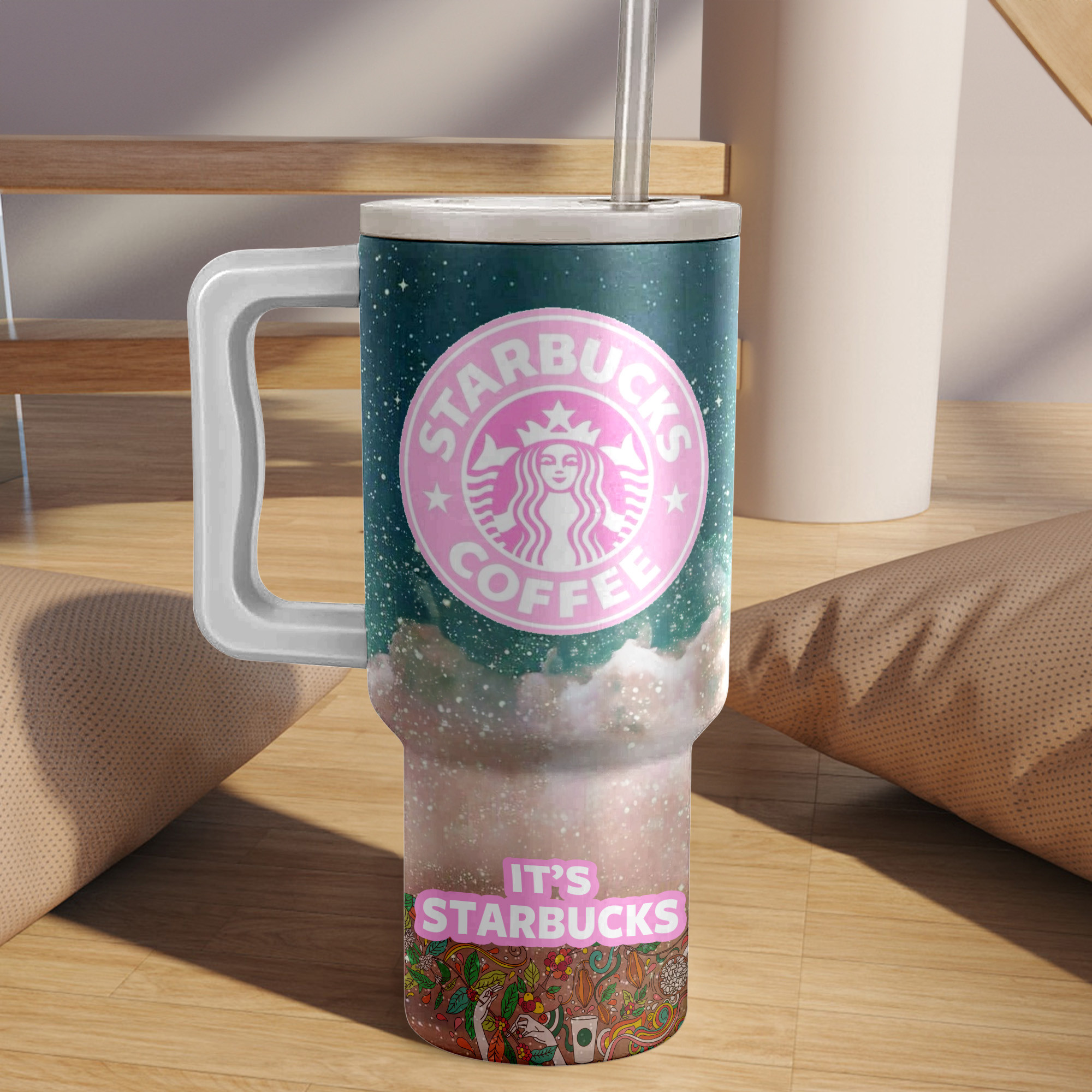 Starbucks Coffee Glitter Custom Stanley Cup 40 oz 30 oz Tumbler With Handle