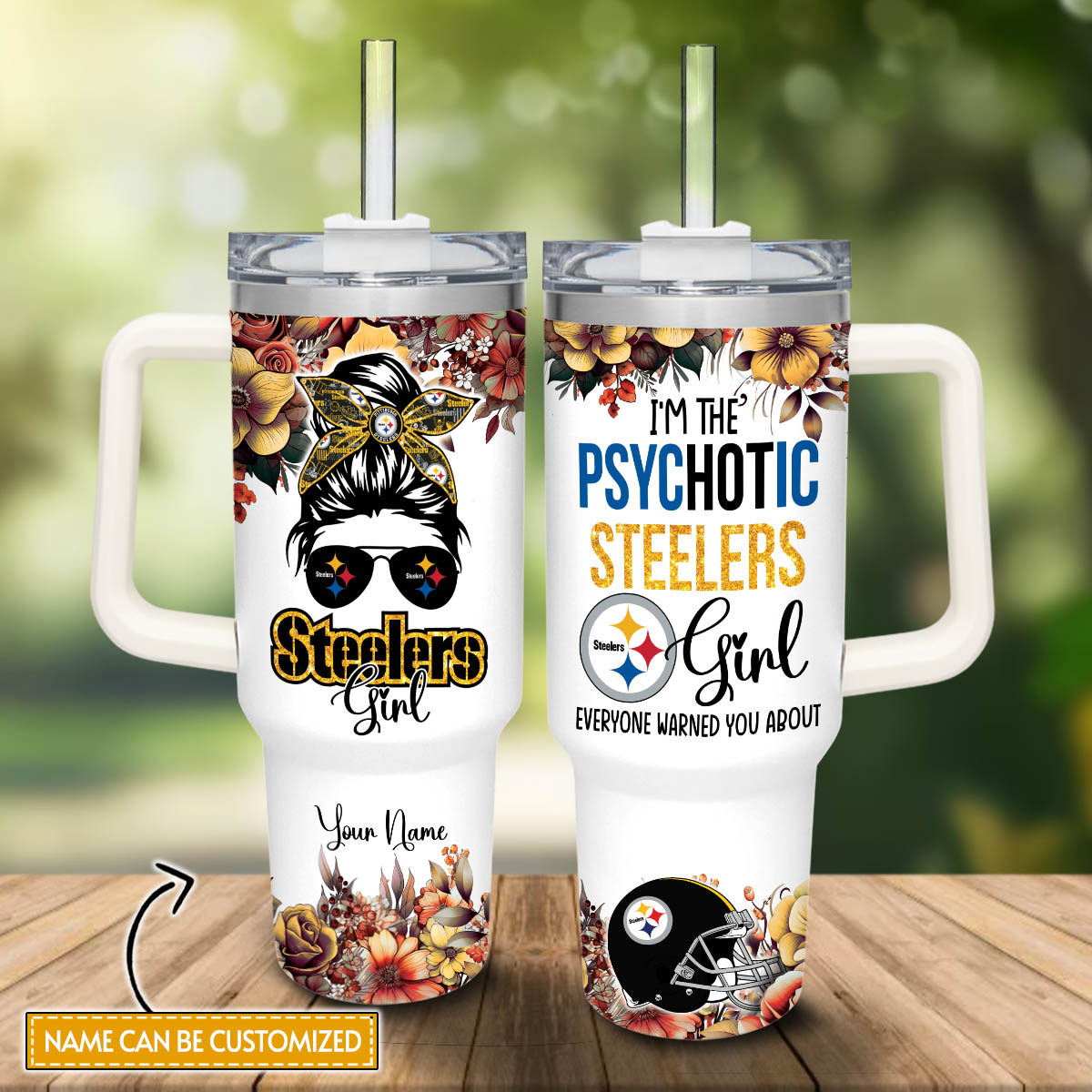Steelers Cartoon Custom Stanley Cup 40 oz 30 oz Tumbler With Handle
