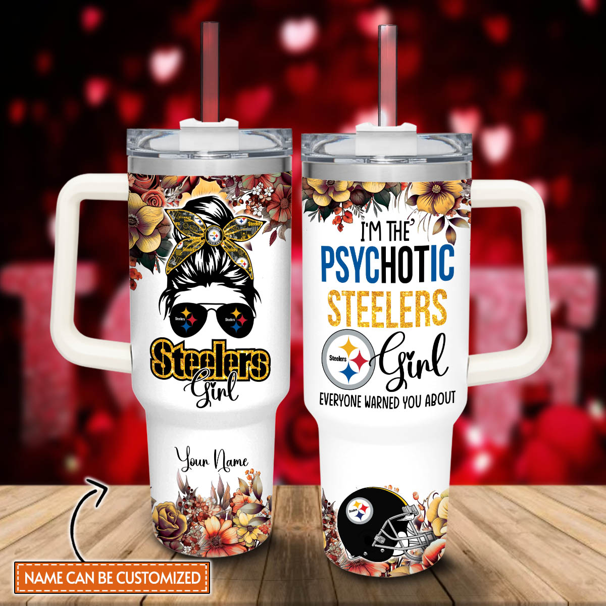 Steelers Cartoon Custom Stanley Cup 40 oz 30 oz Tumbler With Handle