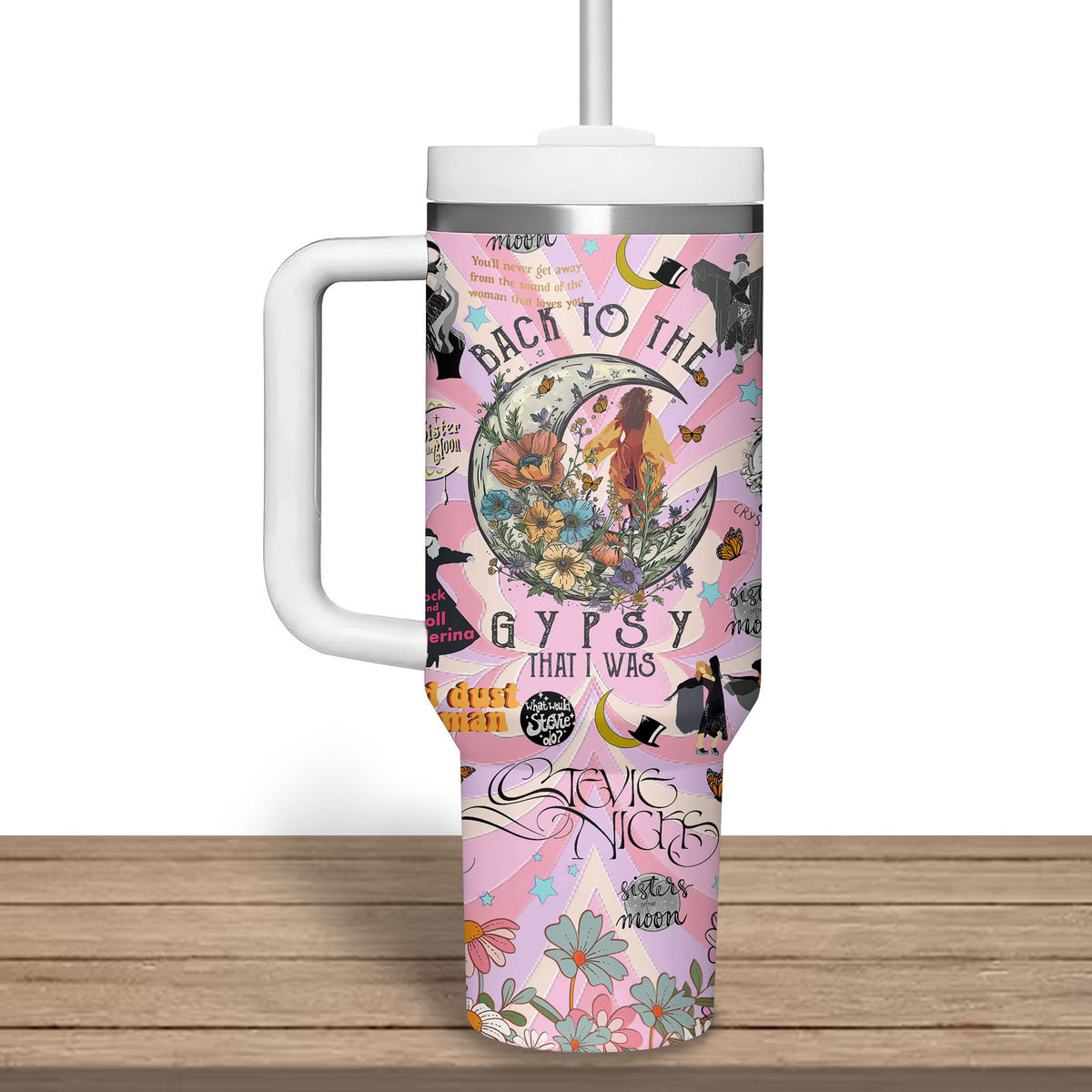 Stevie Nicks Music Custom Stanley Cup 40 oz 30 oz Tumbler With Handle