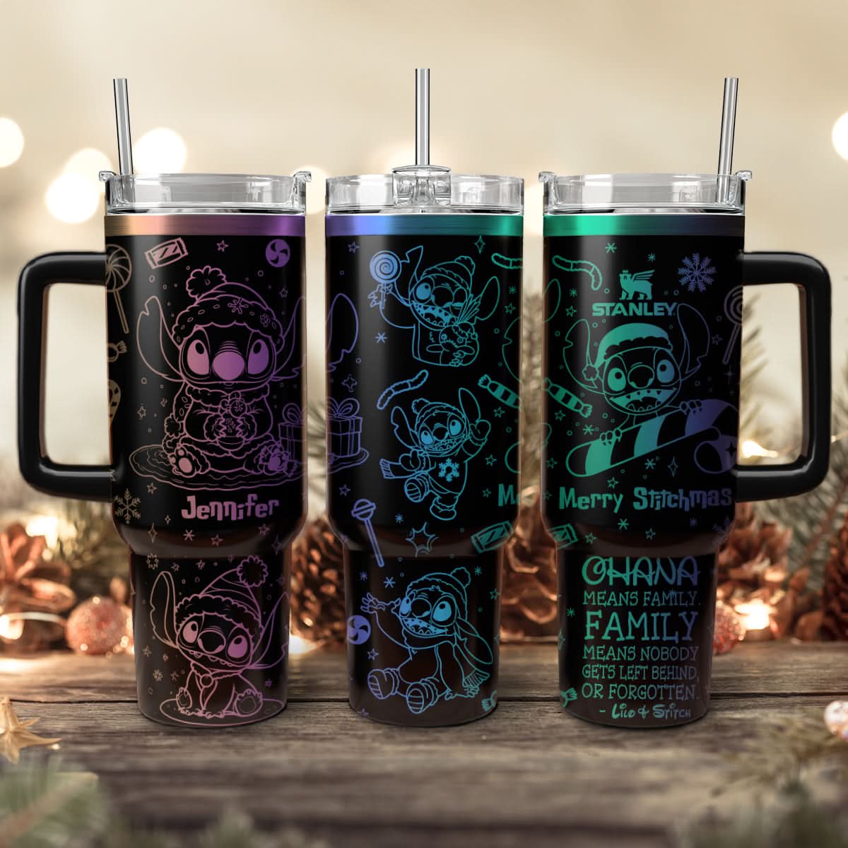 Stitch Cartoon Christmas Custom Stanley Cup 40 oz 30 oz Tumbler With Handle