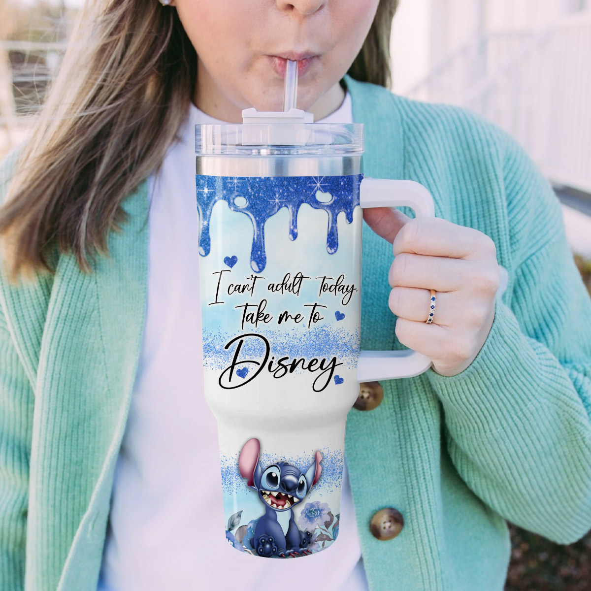 Stitch Cartoon Custom Stanley Cup 40 oz 30 oz Tumbler With Handle
