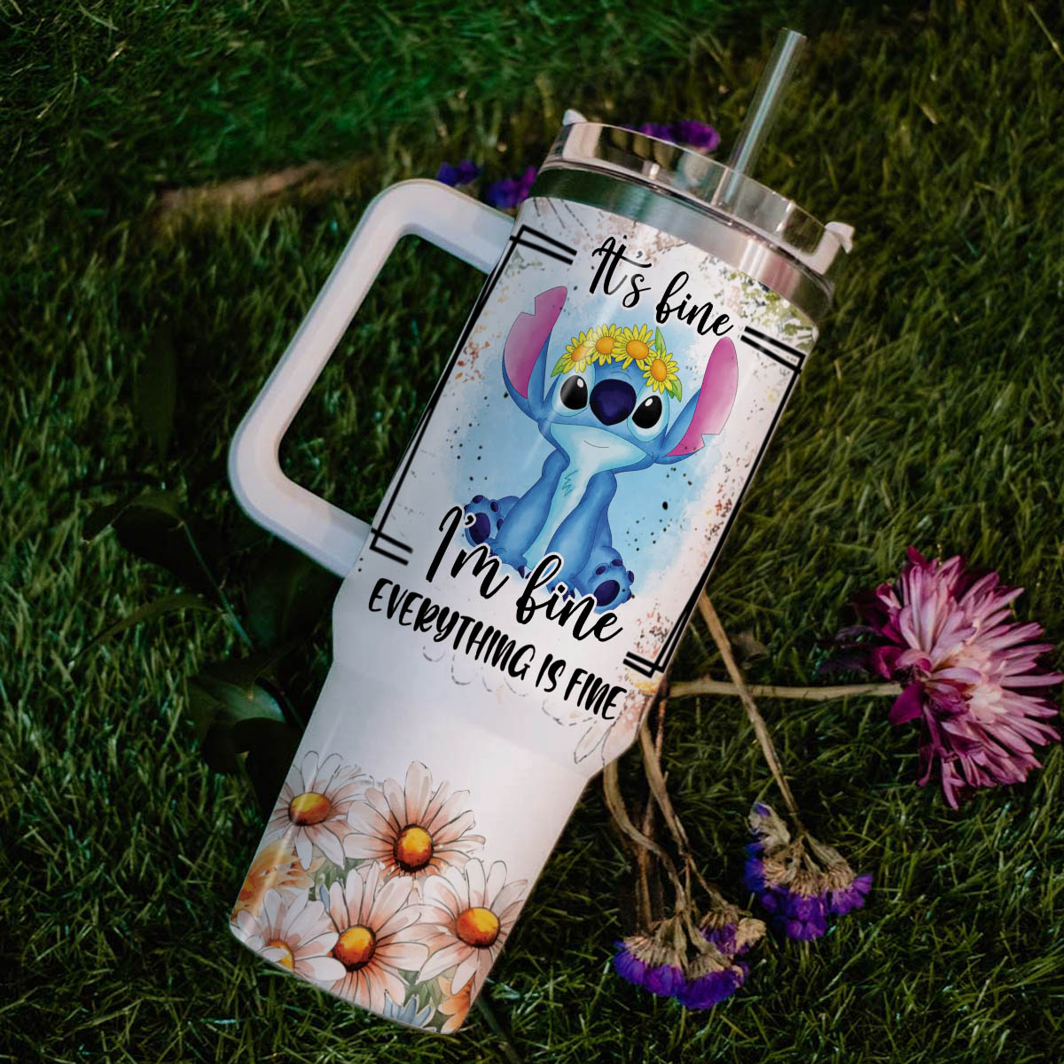 Stitch Cartoon Custom Stanley Cup 40 oz 30 oz Tumbler With Handle