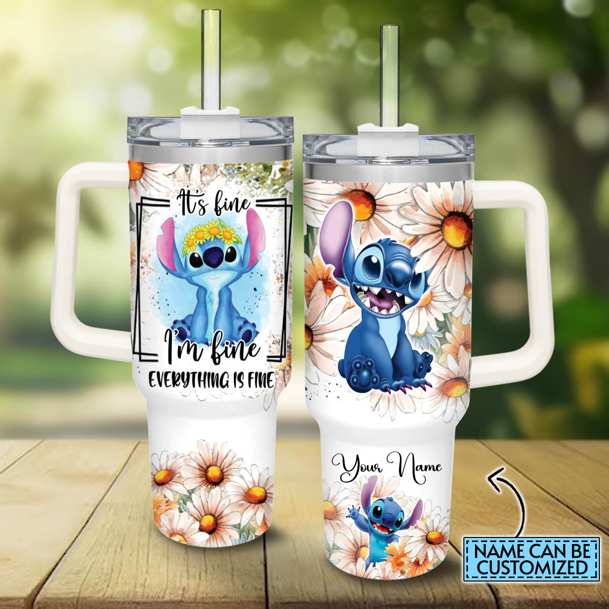 Stitch Cartoon Custom Stanley Cup 40 oz 30 oz Tumbler With Handle