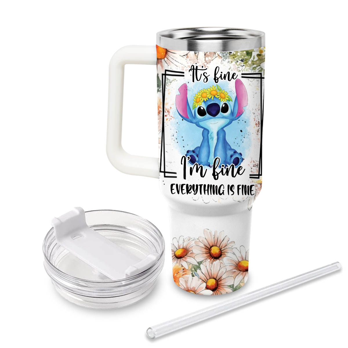 Stitch Cartoon Custom Stanley Cup 40 oz 30 oz Tumbler With Handle