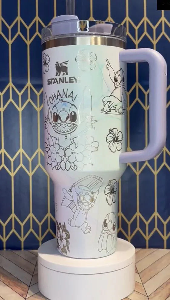 Stitch Cartoon Custom Stanley Cup 40 oz 30 oz Tumbler With Handle
