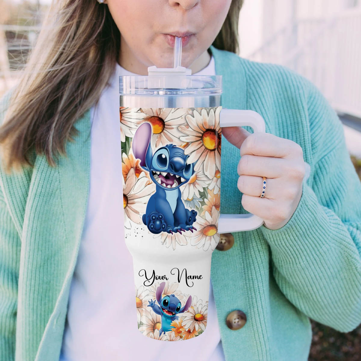 Stitch Cartoon Custom Stanley Cup 40 oz 30 oz Tumbler With Handle