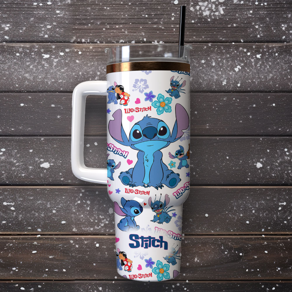 Stitch Cartoon Custom Stanley Cup 40 oz 30 oz Tumbler With Handle