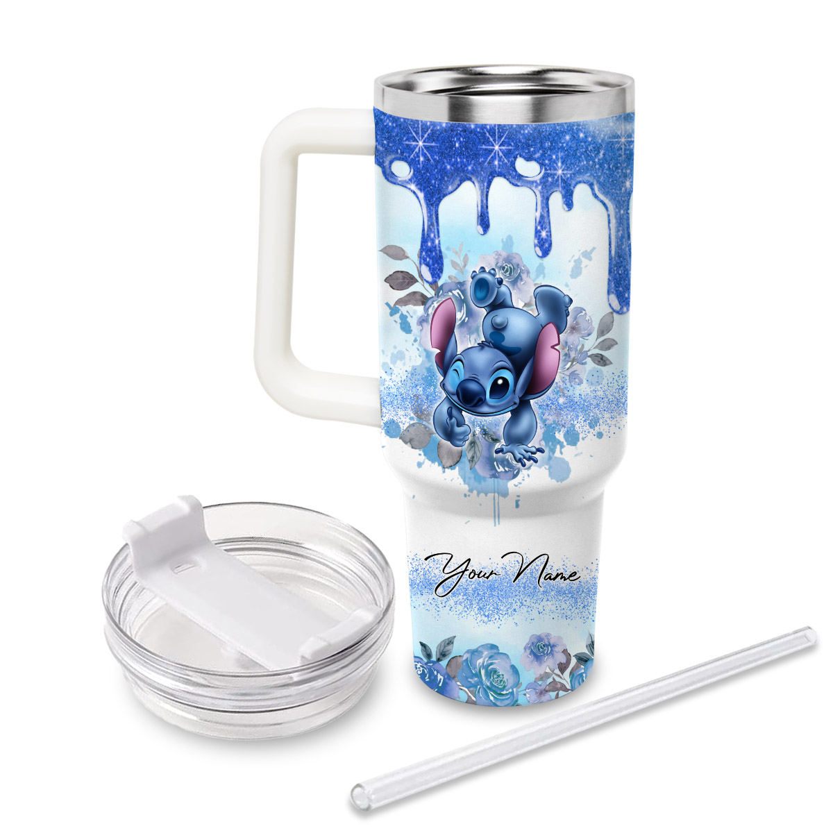 Stitch Cartoon Custom Stanley Cup 40 oz 30 oz Tumbler With Handle