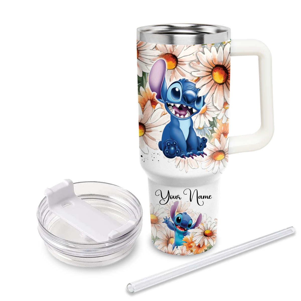 Stitch Cartoon Custom Stanley Cup 40 oz 30 oz Tumbler With Handle