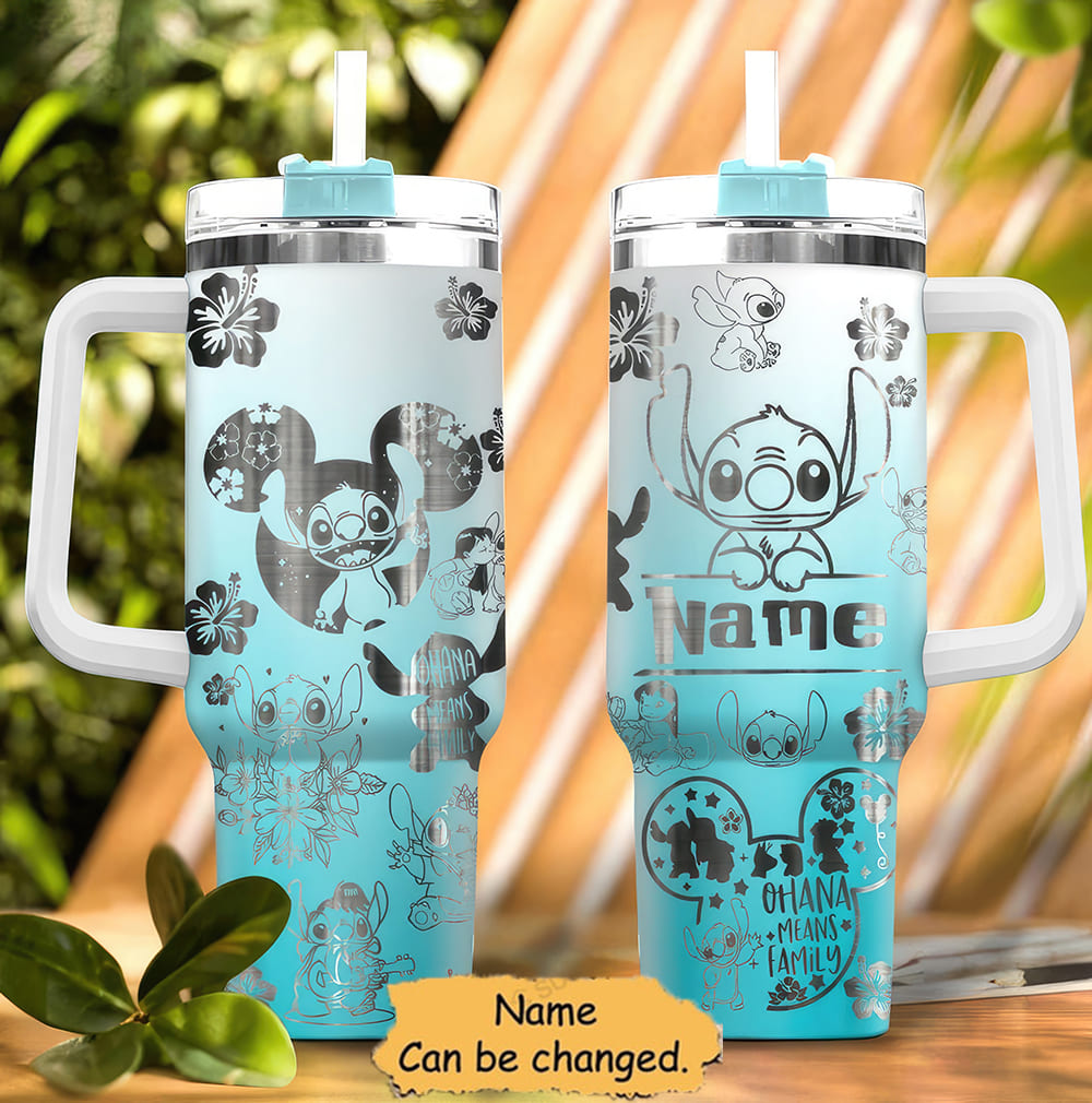Stitch Cartoon Custom Stanley Cup 40 oz 30 oz Tumbler With Handle