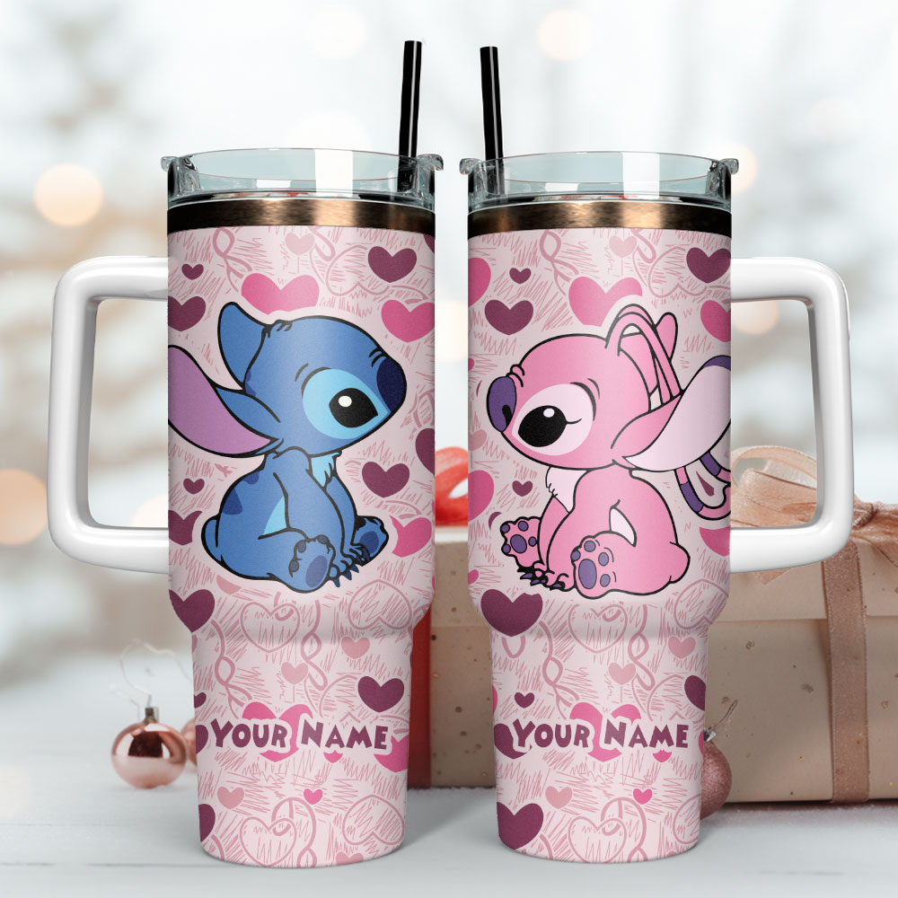 Stitch Cartoon Custom Stanley Cup 40 oz 30 oz Tumbler With Handle