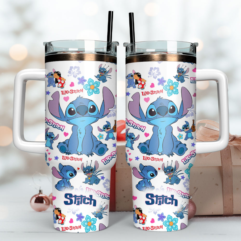 Stitch Cartoon Custom Stanley Cup 40 oz 30 oz Tumbler With Handle