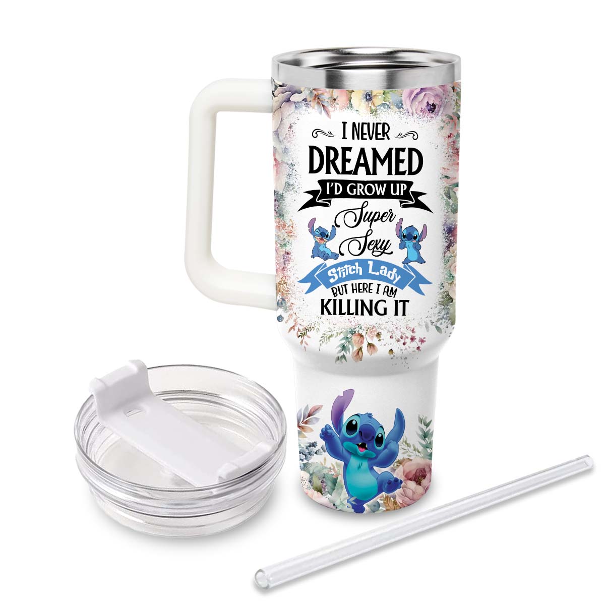 Stitch Cartoon Custom Stanley Cup 40 oz 30 oz Tumbler With Handle