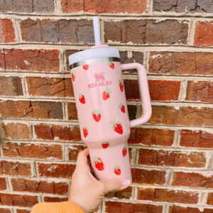 Strawberry Custom Stanley Cup 40 oz 30 oz Tumbler With Handle