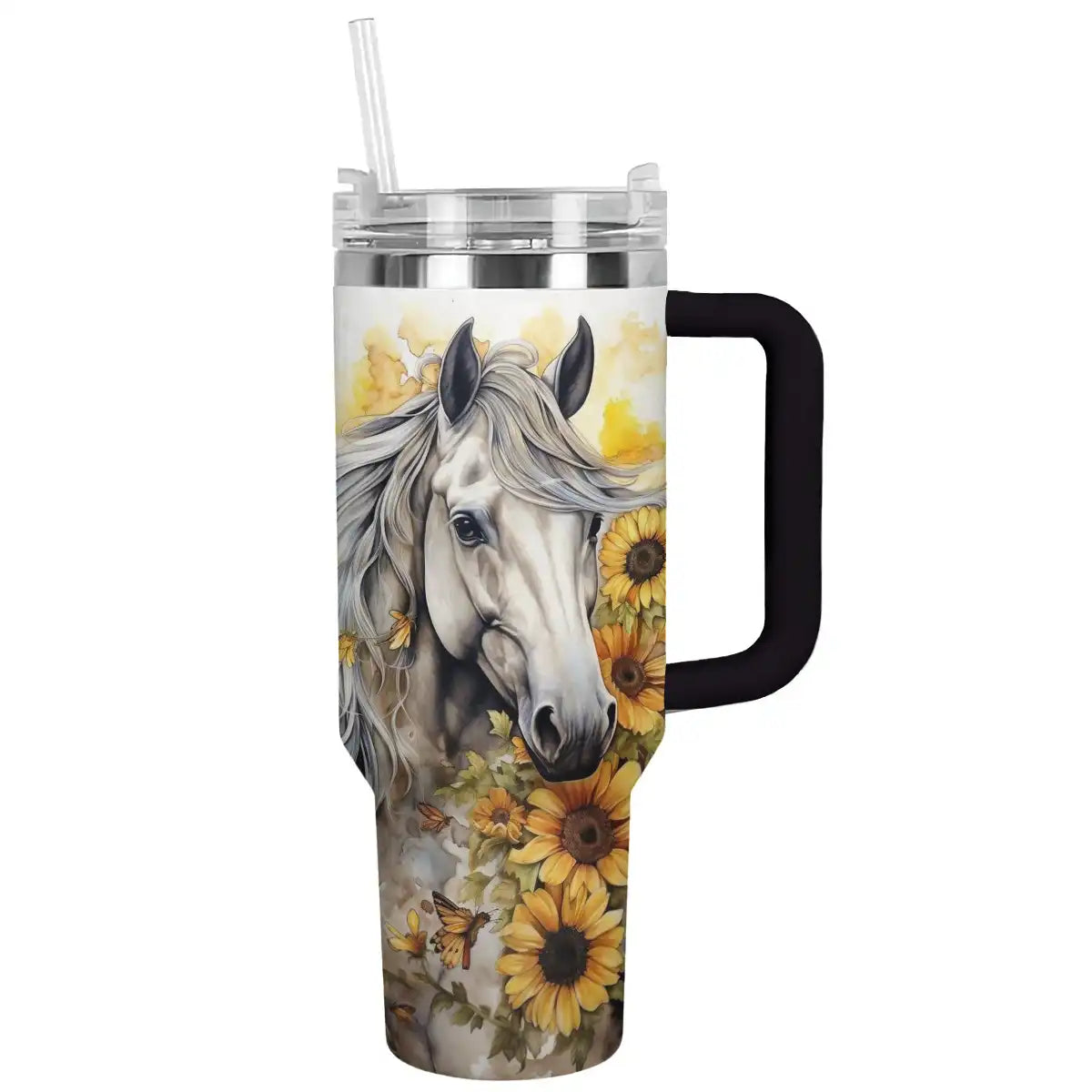 Sunflower Horse Custom Stanley Cup 40 oz 30 oz Tumbler With Handle